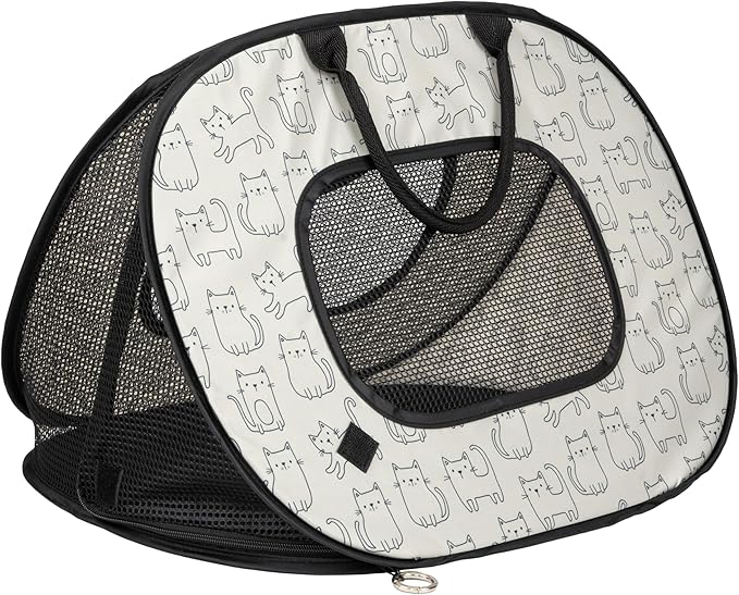 SportPet Designs Pop Open Cat Carrier, Soft-Sided Collapsible Travel Carrier for Cats up to 15 lbs, Lightweight Portable D...