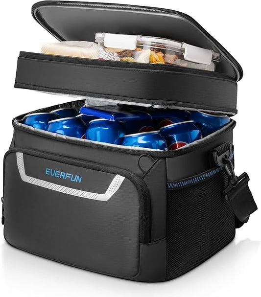 EVERFUN Small Compact Cooler Bag 24/48 Can Insulated Lunch Box Double Deck Soft Leak-Proof Waterproof Collapsible Ice Ches...