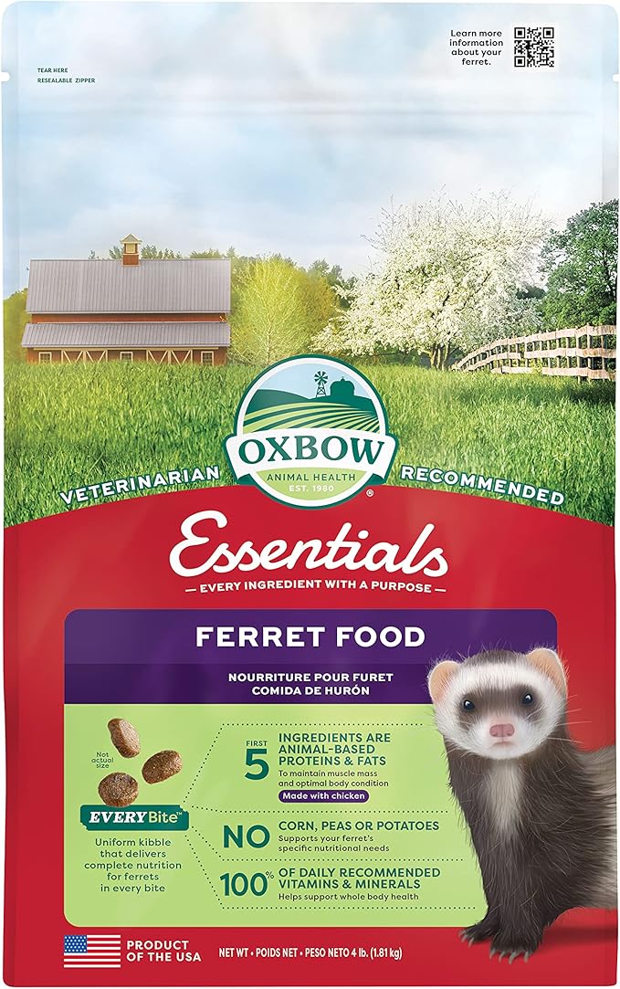 Oxbow Essentials Ferret Food, Vitamin & Mineral Rich Formula for Ferret, High Protein Food & High Fat, Small Animal Pet Pr...