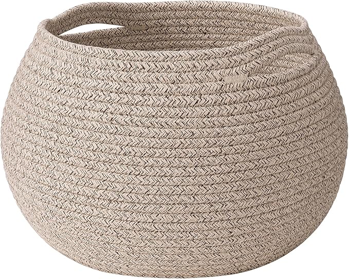 Goodpick Baby Basket for Nursery, Woven Basket for Home Décor, Round Wicker Baskets for Toy Storage, Diaper Caddy Organize...