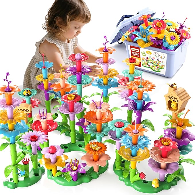 Garbo Star 148PCS Flower Garden Building Toys for 3 4 5 6 Year Old Girls, Educational Activity Preschool Birthday Gifts fo...