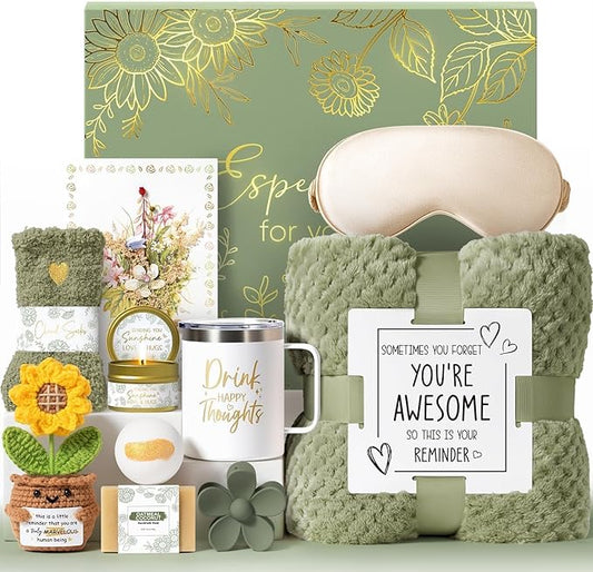 Birthday Gifts for Women Self Care Get Well Soon Gift Baskets, Spa Care Package Thinking of You Gift Set, Sympathy Inspira...