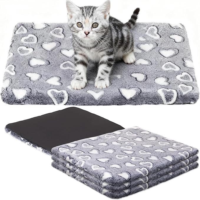 VitalCozy 3 Pcs Waterproof Reversible Dog Crate Pad Warm and Cool Dog Cats Bed Mat for Crates Sleeping Mat Cozy Heart Patt...