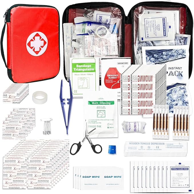 Travel-First Aid-Kit Car-Home 300PCS Survival-Kit Outdoor-Adventure - Small Portable Red Emergency Essential Sets Office H...