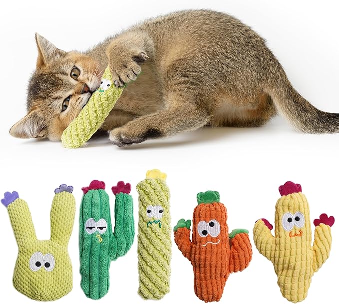 Pawsible Cat Toys for Indoor Cats, 100% Pure Organic Catnip-Filled Toys Without Cotton, Interactive Cactus Kitten Toy for ...