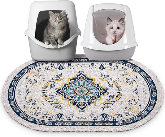 Bienbee Cat Litter Mat, 33" x 22" Large Size Litter Box Mat Rug with Non-Slip Bottom,Urine and Water Proof, Easy to Clean ...