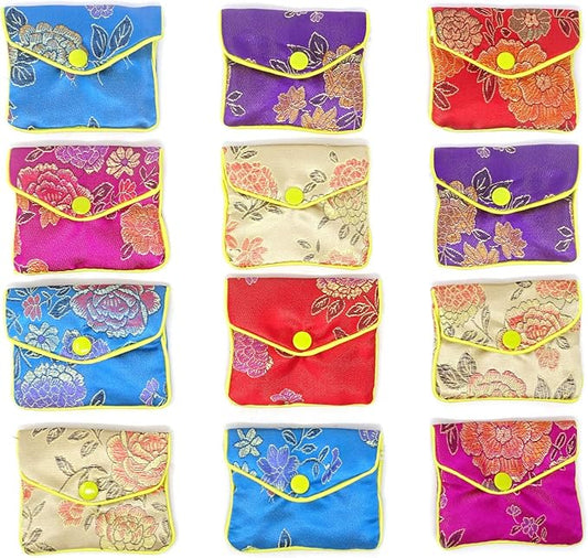 "Honbay 12PCS Jewelry Silk Purse Pouch Brocade Embroidered Bags Gift Bags, Assorted Colors (S)"