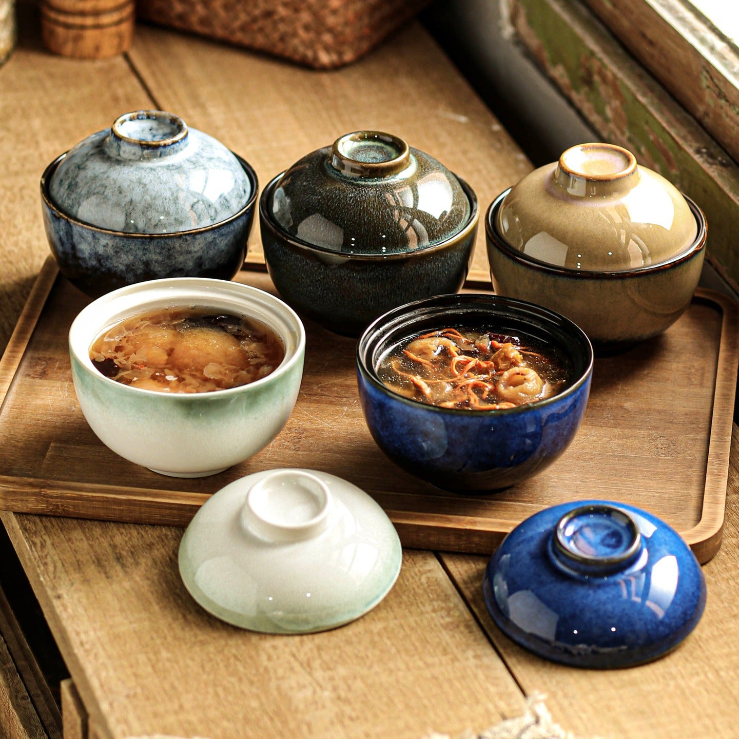 Stewing Pot For Water Bath Cooking Household Ceramic Dessert Bowl With Lid