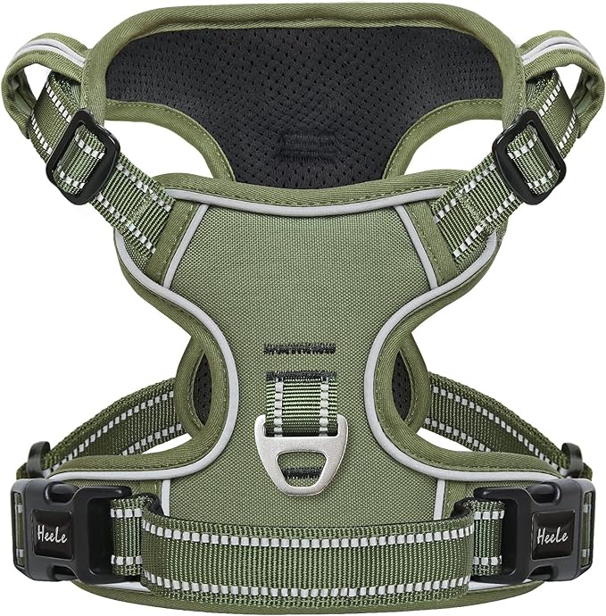 HEELE Dog Harness, Dog Harness for Small Medium Large Dogs No Pull Adjustable Padded Reflective Harness with Handle for Wa...