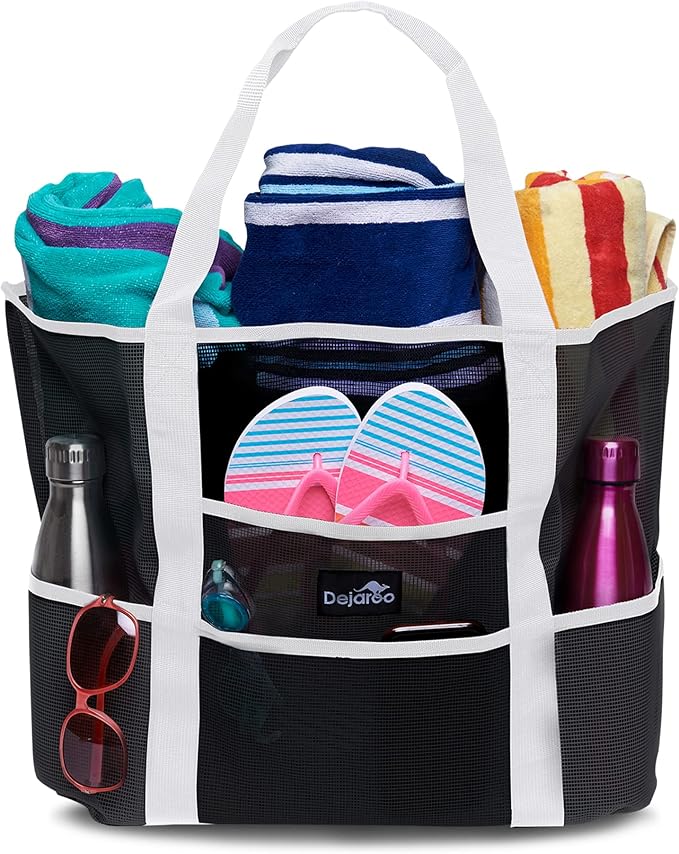 Dejaroo Mesh Sand Free Bag - Strong Lightweight Bag For Beach & Vacation Essentials. Tons of Storage!