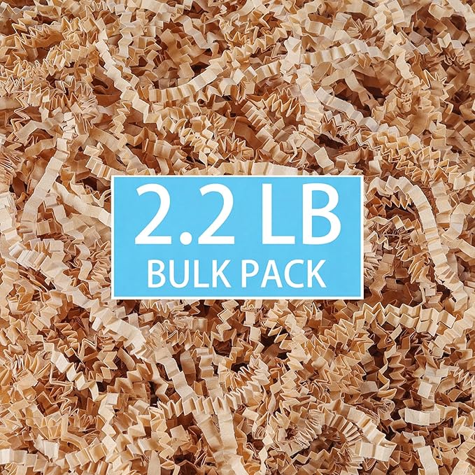 2.2 LB Kraft Shredded Paper for Gift Baskets, Effective Crinkle Paper and Basket Filler, Ideal for Gift Box Stuffing and H...