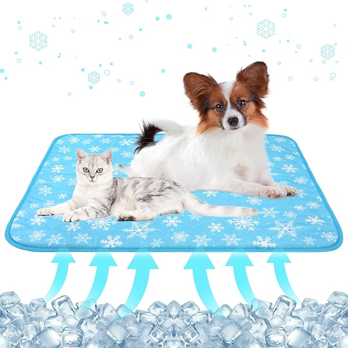 DELIFUR Dog Cooling Mat - Pet Cooling Mat Outdoor for Dogs Self Cooling Pad for Puppy Small Medium Dog Machine Washable (L...