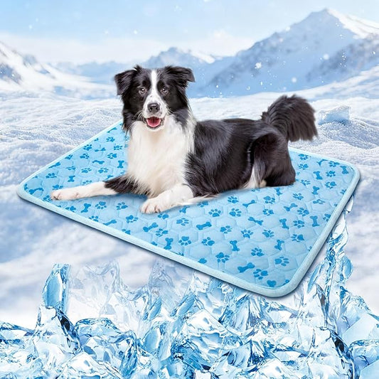 YAOGEG Upgraded Dog Cooling Mat for Dogs& Cats,Ice Silk Self Cooling Mat for Dogs(Q-Max>0.5),Washable Breathable Non-Slip ...
