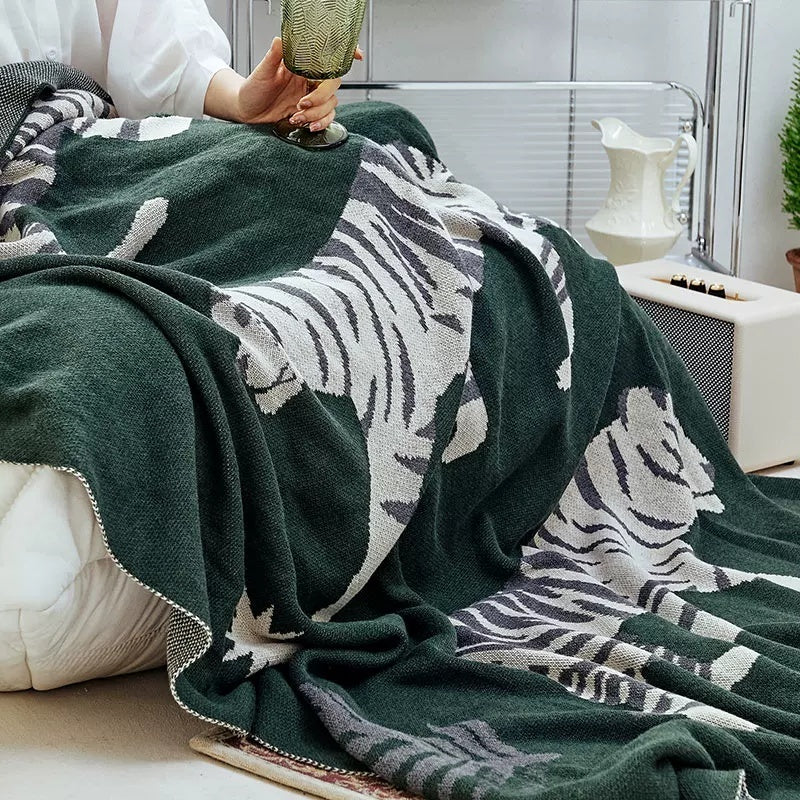 Office Sofa Tiger-Print Wool Casual Throw Blanket
