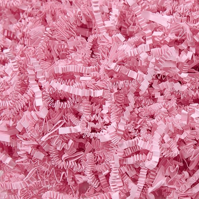 Mefleet 1/2 LB Crinkle Cut Paper Shred Filler 8 oz Light Pink Crinkle Shredded Paper for Gift Box - Gift Basket Bag Filler...