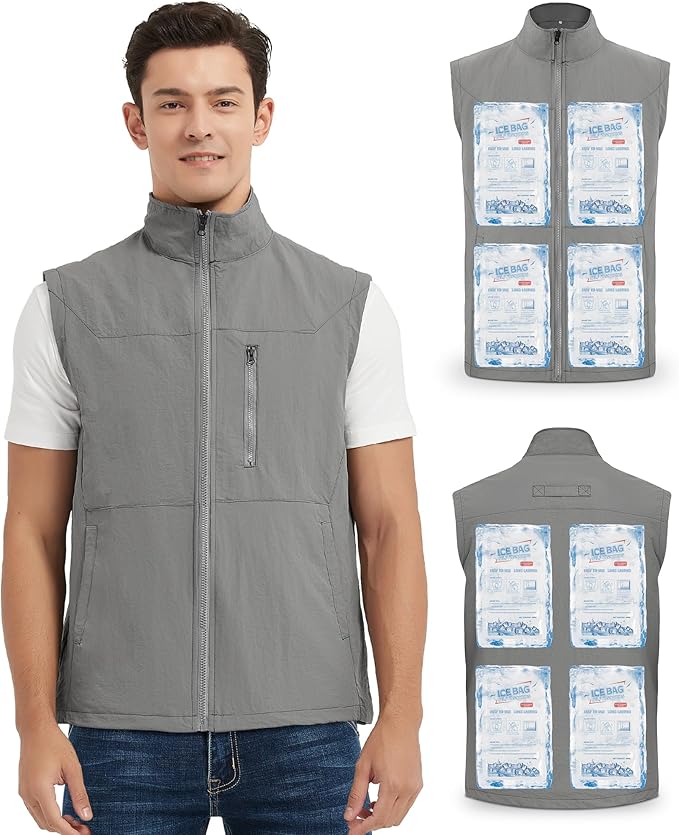 Foiueyga Cooling Vest for Men Ice Vest with 24 Ice Packs Cold Vest for Hot Weather Outdoor Work Everyday Active
