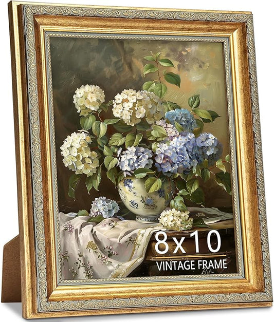 ASTRDECOR 8x10 Picture Frame, Ornate Vintage Gold Photo Frames with HD Glass for Wall Hanging and Tabletop Display, 8 x 10...