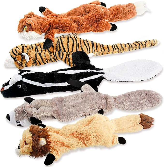 Dog Squeak Toys, No Stuffing Plush Dogs Chew Toy Bundle for Small Medium Large Breed Chewer Tough Durable Squeaky Pet Fetc...