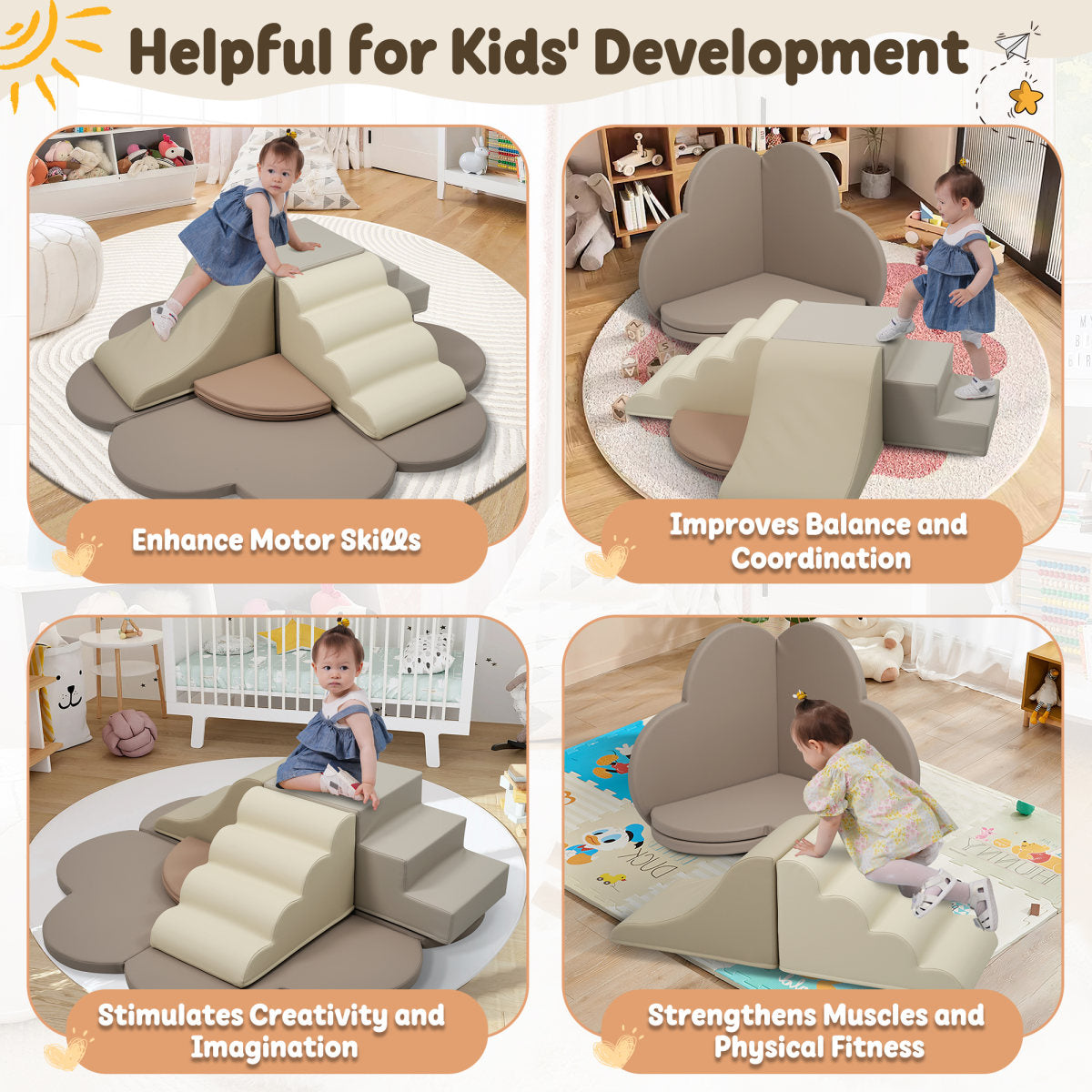 Soft Foam Block Play Structures Climbers For Child Development, 6-Piece Baby Foam Climbing Foam, Climbing Crawling Toys Soft Foam Blocks Activity Play Set