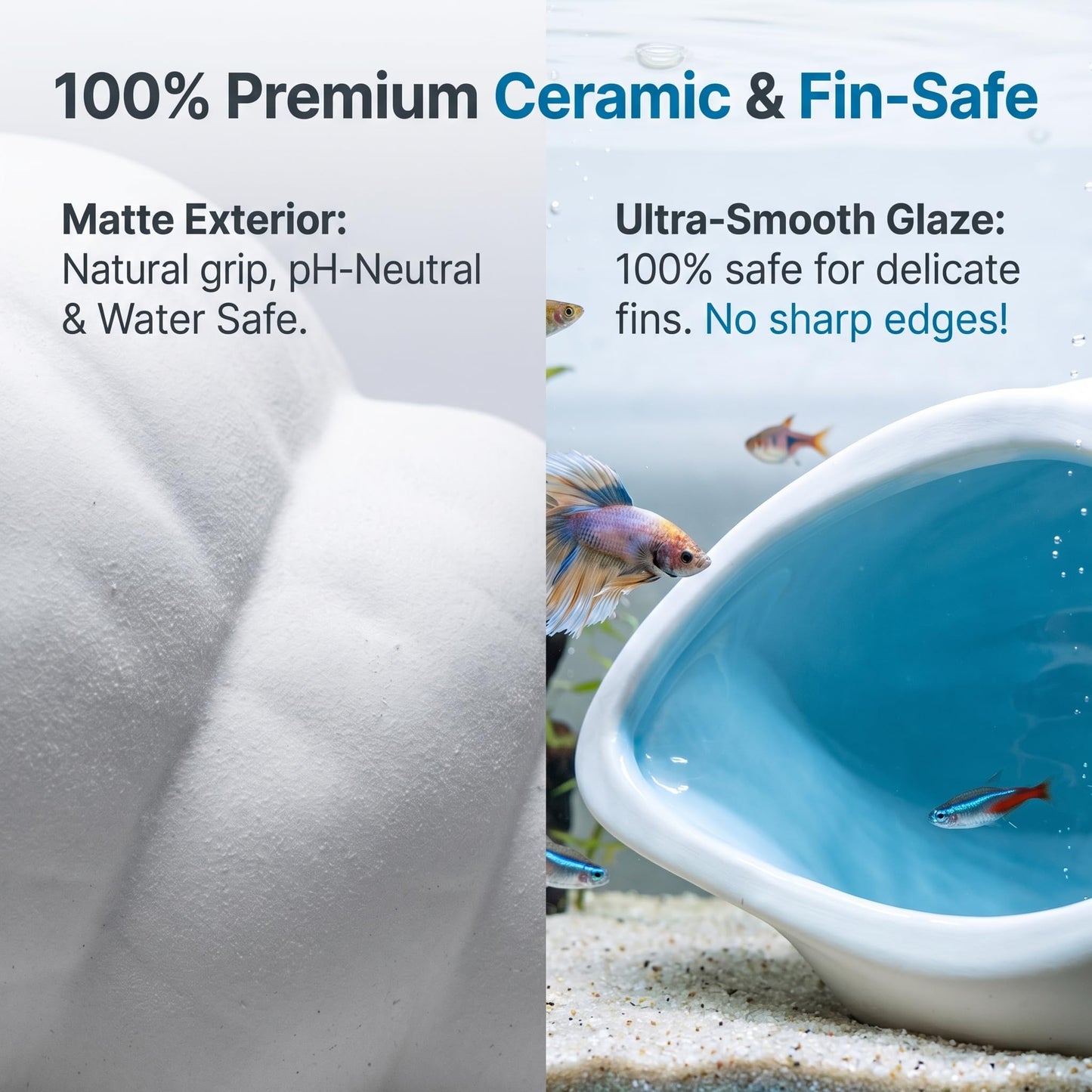 Ceramic Aquarium Cave For Betta Fish Tank Decor, White Conch Shell Hideout, Smooth Glaze Fish Tank Accessories & Decorations For Betta Fish, Shrimp, Pleco