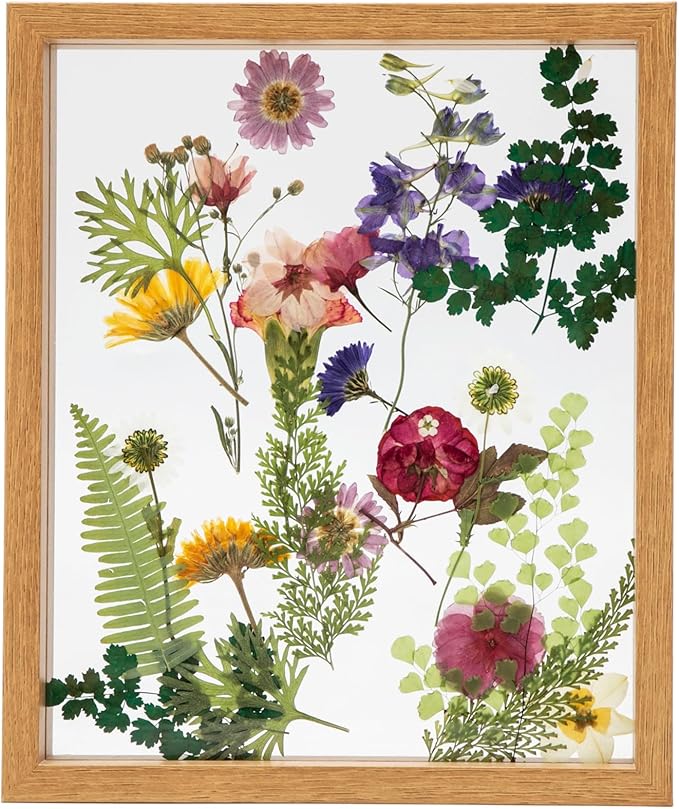 Twodays Birth Flower Mother's Day Craft Kit for Mom/Grandma - 33 Real Pressed Flowers Art DIY Set, With 8x10 Double Glass ...