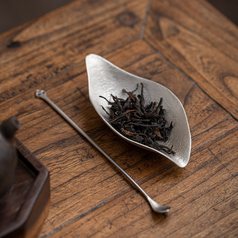 Retro Zen Tea Spoon Handmade Tin Lotus Leaf Tea Appreciation Accessories