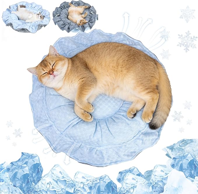 EXPAWLORER Cat Cooling Bed Mat - Upgraded Thickened 2-Sided Reversible Cold Pad for Cats Puppy Small Dogs Keep Cool in Sum...