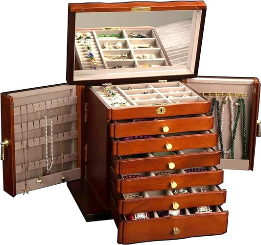 Xloverise Wooden Jewelry Box,jewelry boxes for women large,jewlrey box&organizers with necklace hanger,jewerly organizer,...