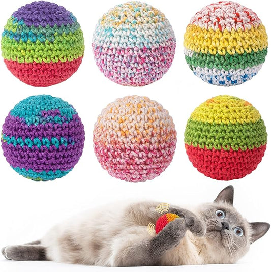 Retro Shaw Cat Toys Balls, Yarn Cat Ball with Bell Inside, Kitten Toys for Indoor Cats Kitty, Interactive Cat Nip Chew Toy...