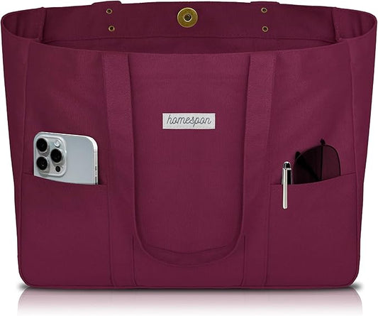 HOMESPON Large Canvas Tote Bag for Women Everything Bag with Pockets and Laptop Sleeve