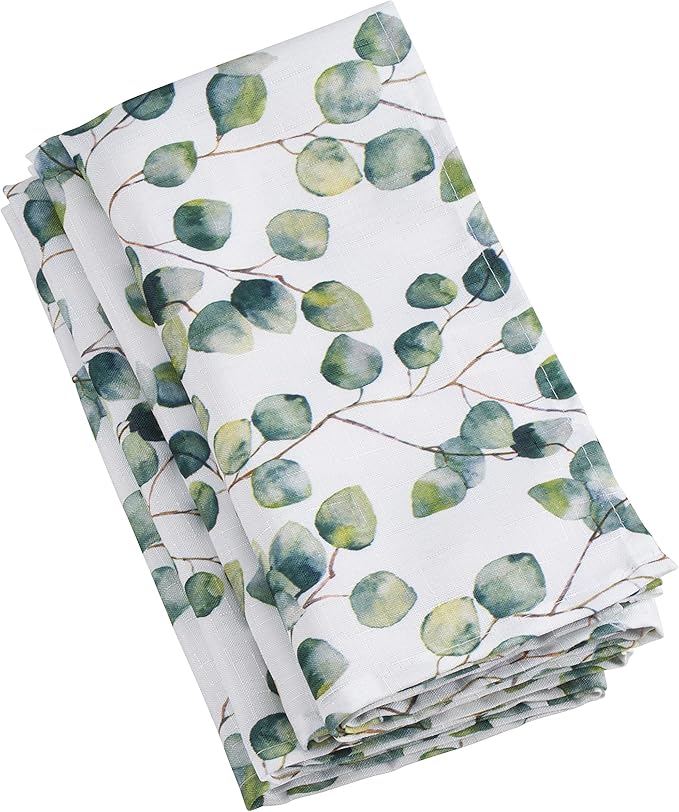 SARO LIFESTYLE Eucalyptus Leaf Table Napkin (Set of 12), Eucalyptus, 20"