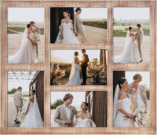 YESKAY 4x6 Picture Frame Collage for Wall Decor, Multiple Photo Collage Frames with Tempered Glass, 7-Opening for 4 x 6 Pi...