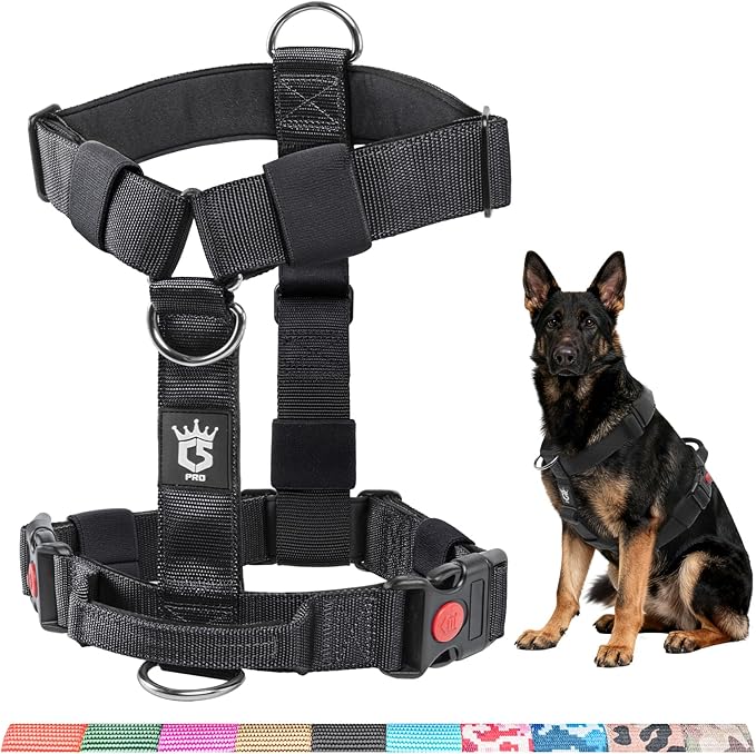 TSPRO Premium Heavy Duty Tactical Dog Harness, No Pull with Padded Control Handle & Quick-Release Buckles, Adjustable Vest...