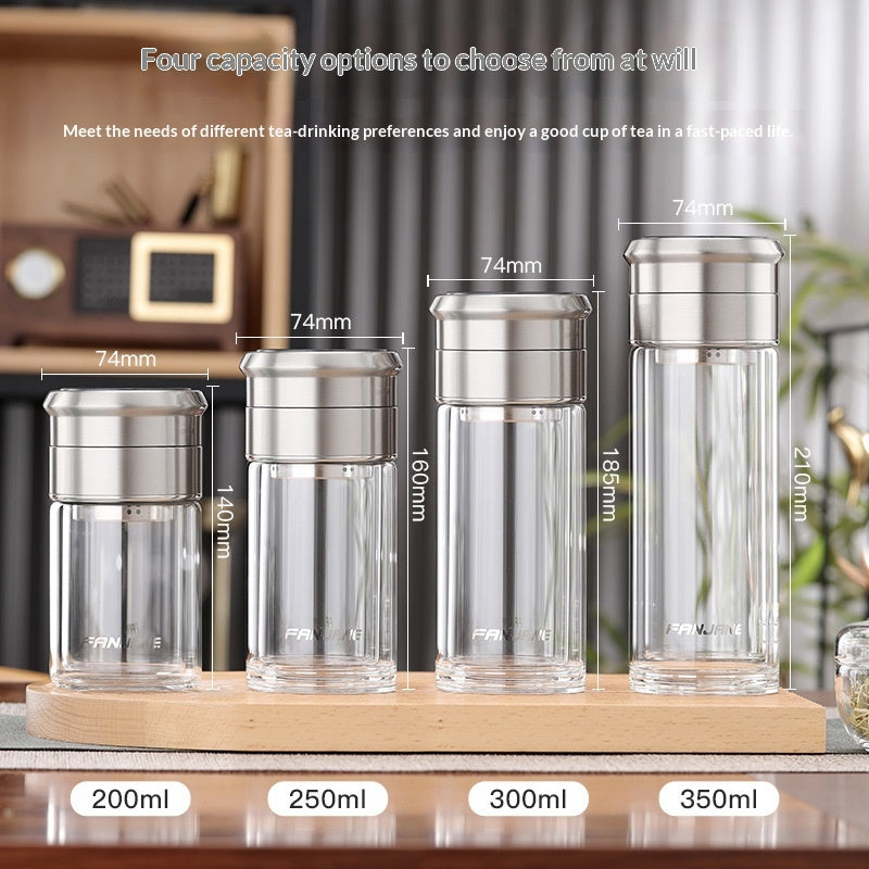 Chinese Character Simplificationcomplication Tea-water Separation Glass Cup Double-layer Teacup Pass