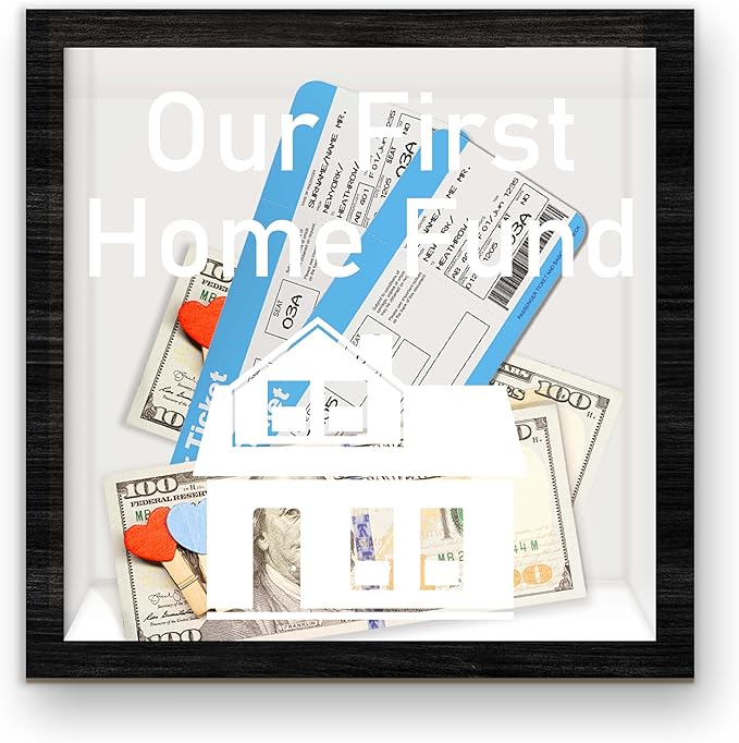 New Home Shadow Box Frame, Honeymoon Fund Money Boxes with Slot, Memory Box for Keepsakes, Best Keepsake Gifts for Newlywe...