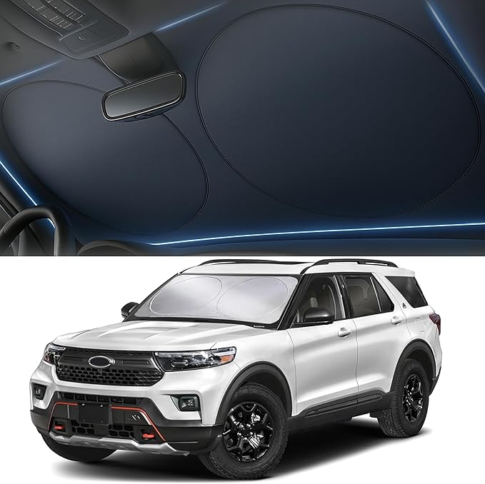 Foldable Car Windshield Sun Shade – 280T Thickened Reflective UV & Heat Shield with Storage Bag, Keeps Interior Cool, Univ...