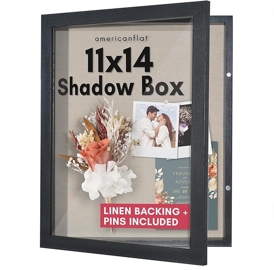 Americanflat Front Opening 11x14 Shadow Box Frame with Shatter-Resistant Glass - Silhouette Collection - Shadow Box Displa...