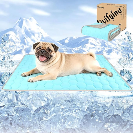 Vivifying Cooling Blanket for Dogs, Reversible Ice Silk Dog Cooling Mat with Soft Plush Backing, Summer Pet Blanket Throw ...