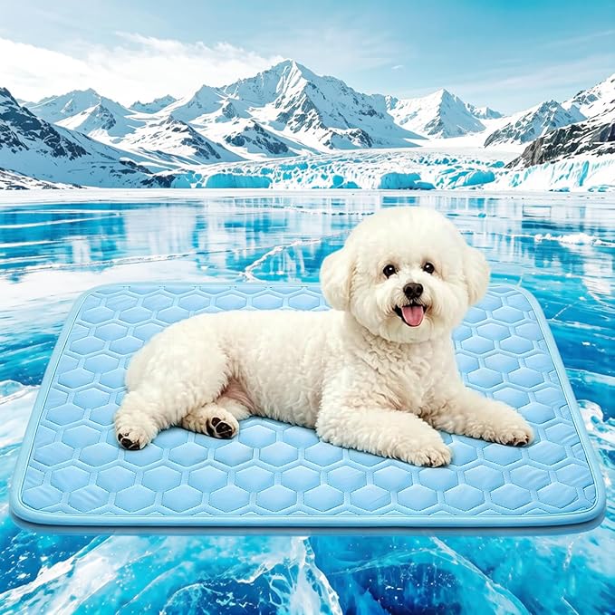 Cooling Mat for Dogs, Thick Breathable Dog Cooling Mat Q-MAX>0.45, Dog Cooling Bed Chill Cool Fiber & Non-Slip Bottom Cold...