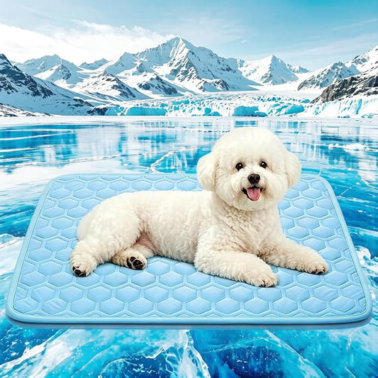 Cooling Mat for Dogs, Thick Breathable Dog Cooling Mat Q-MAX>0.45, Dog Cooling Bed Chill Cool Fiber & Non-Slip Bottom Cold...
