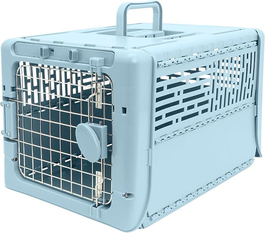 SportPet Designs Collapsible X-Small Pet Travel Carrier (Blue), Hard-Sided Kennel for Small Dogs, Puppies, Cats, Kittens, ...