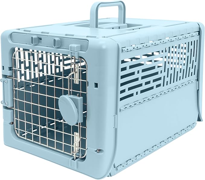 SportPet Designs Collapsible X-Small Pet Travel Carrier (Blue), Hard-Sided Kennel for Small Dogs, Puppies, Cats, Kittens, ...