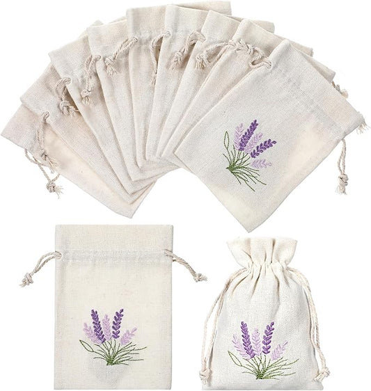 12 PCS Small Burlap Gift Bags Lavender Sachet Bags Lavender Sachet Jewelry Bag Drawstring Cotton Linen Pouch Mini Drawstri...
