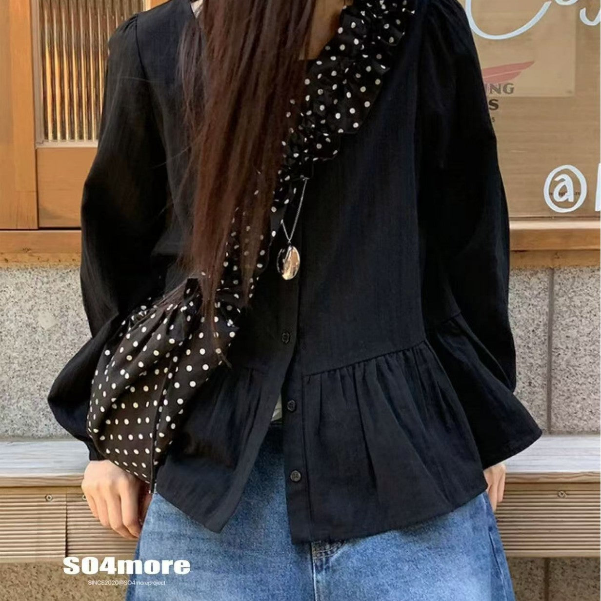 Retro Polka-Dot Korean Instagram-Style Niche Cute Lace-Up Pleated Shoulder Bag