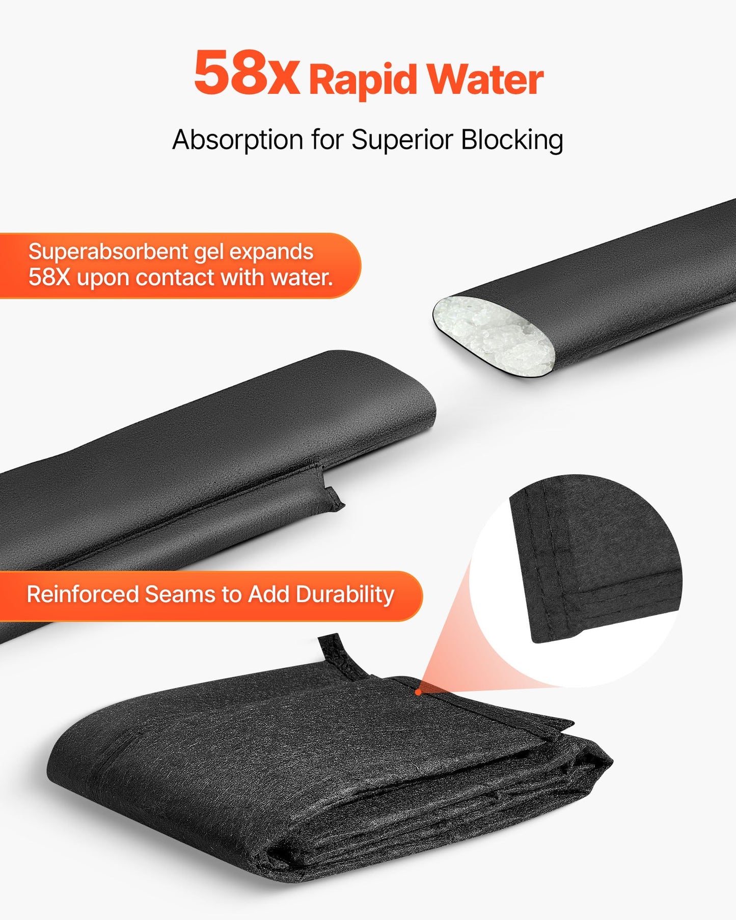 Flood Barrier, 4 Pack, 1530 X 210 Mm Flood Bags Activated By Water, Water Absorbent Barrier, Sandless Sandbags Blockage, Flooding Prevention Bags For Home, Doorway, Basement, Garage