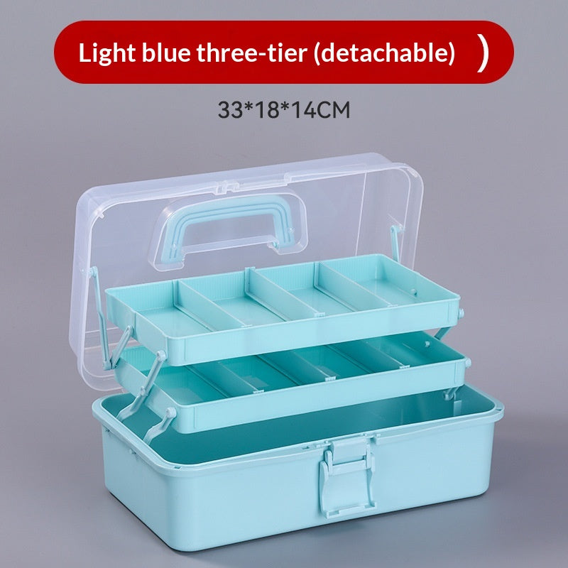 Three-tier Portable Storage Box For Art Supplies
