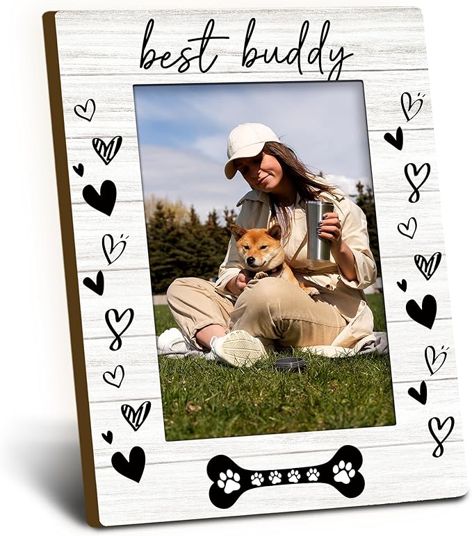 Foyoulame Dog Picture Frame 4x6, Dog Gifts Wooden Picture Frame, Dogs Photo Frames, DogFrame, Gifts for DogLovers, Best Bu...
