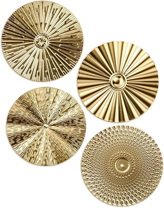 Hicarer 4 Pcs 12 Inch Metal Wall Art Decor Sunburst Hanging Metal Artwork Decor Wall Art Decorations for Home Living Room ...