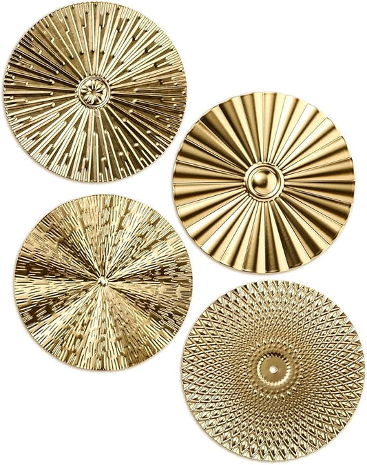 Hicarer 4 Pcs 12 Inch Metal Wall Art Decor Sunburst Hanging Metal Artwork Decor Wall Art Decorations for Home Living Room ...