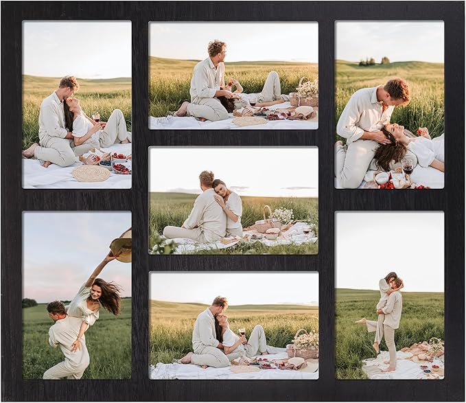 YESKAY 4x6 Picture Frame Collage for Wall Decor, Multiple Photo Collage Frames with Tempered Glass, 7-Opening for 4 x 6 Pi...